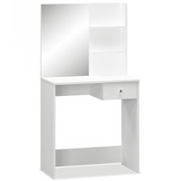 Schminktisch Frisiertisch Kosmetiktisch Mit Spiegel Spanplatte 75X40X141Cm Weiß