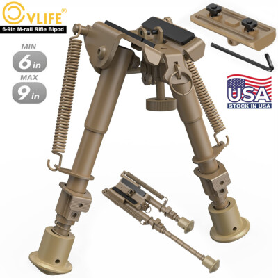 Hunting 6-9 Inches M-LOK mlok Rifle Bipod w/ Adapter for M-Rail Sling Stud Bipod