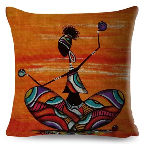 Orange Abstract Painting Africa life Collection African Woman Home Decor Pillow - Picture 26 of 38