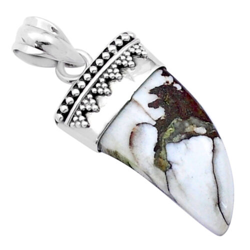 Handmade Silver 11.86cts Natural Bronze Wild Horse Magnesite Horn Pendant U54129 - Picture 1 of 2