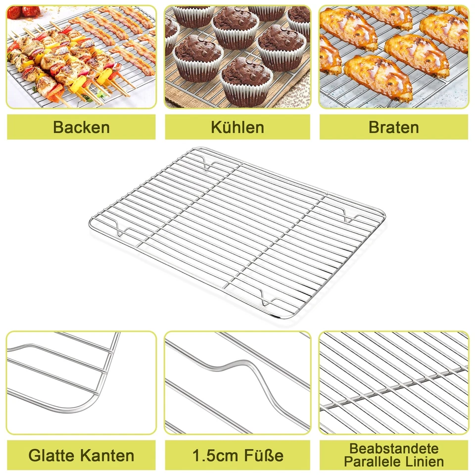 Backblech mit Deckel & Abkühlgitter Edelstahl Auflaufform Fettpfanne Backofen... - Bild 4 von 4