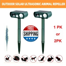 Solar Animal Repeller Ultrasonic Outdoor Cat Bird Mice Deer Sensor PIR