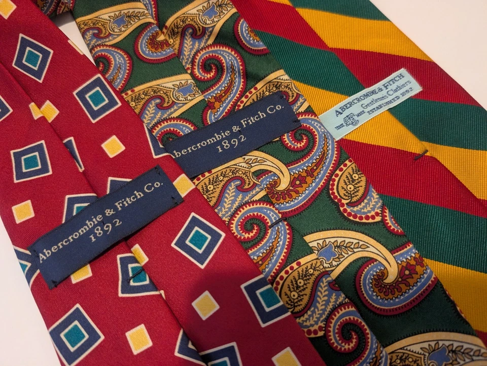 Винтажный лот из 3 мужских галстуков Abercrombie & Fitch 100% шелк - Изображение 4 из 4