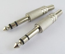 1pc 1/4" 6.35mm TRS Stereo Metal Male Plug Audio Cable Connectors w/Spring Tail