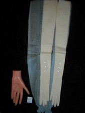 VTG 1900 20s WOMENS WHITE KID FRENCH LEATHER 25 IN LONG OPERA GANT PERRIN GLOVES