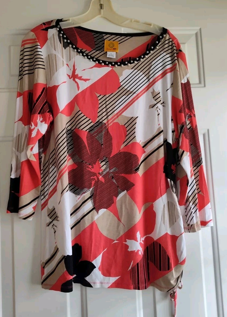 Women's Ruby Rd Orange  Multi colored  Top   Size… - image 1