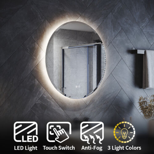 Illuminated LED Bathroom Mirror 600mm with Demister Sensor Backlit Dimming Light