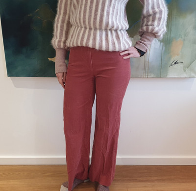 Alexa Chung pink wide legged corduroy 