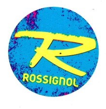 ROSSIGNOL SKIS  SNOWBOARDS YELLOW LOGO ON BLUE 2.25" DIAMTER DECAL STICKER NEW 
