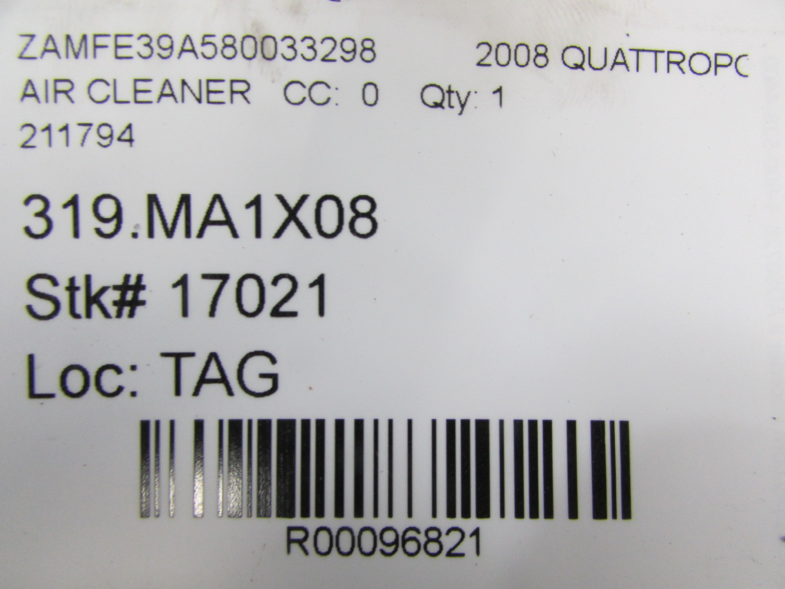 Maserati Quattroporte, Air Cleaner Box w/ Air Flow Meter, Used, P/N 211794