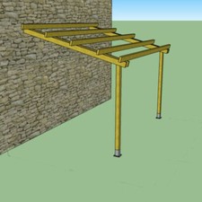 Pergola addossata 3x3 in legno trattato con ferramenta zincata inclusa