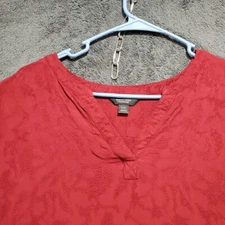 Simply Vera Wang Shirt Womens XXL Red Paisley Print Long Sleeve V-Neck 2X-Large