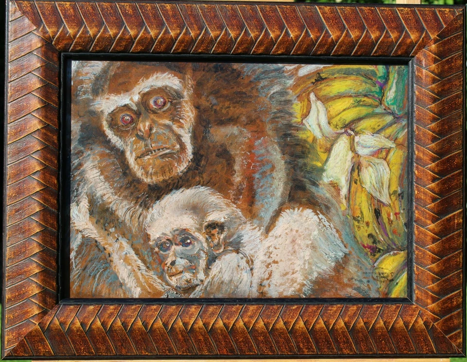 Monkeys, Painting, Animals, Africa,Chimpanzee,Art Deco,France - image 2 of 4