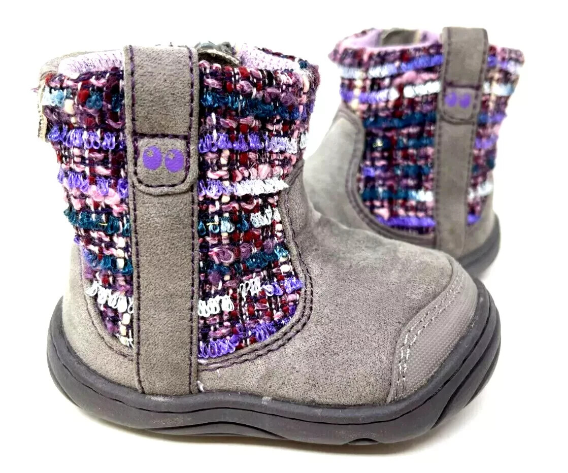 Stride Rite Toddler Girl's Adora Zip Up Ankle Booties Gray/P