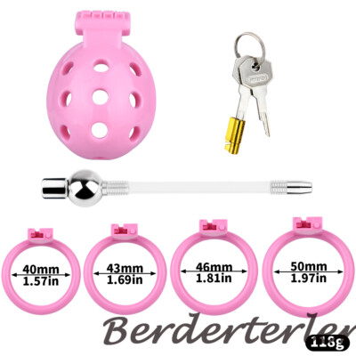 Small Chastity Cage 4 Rings with Tube Sound Plug Bondage Chastity Device for Man