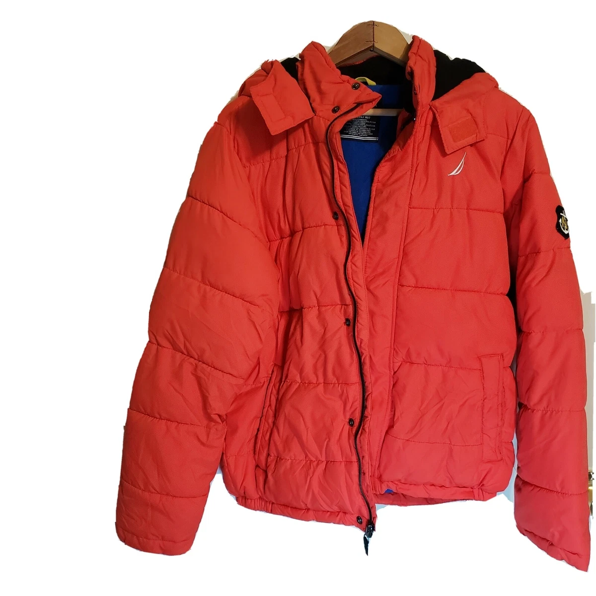 Childrens Puffer Jacket Nautica Hooded Coat Bright Orange Nautica Kids Jacket