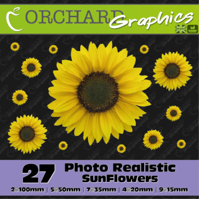 27 SunFlower Car Stickers Vinyl Decals Graphics Bedroom Wall Art Realistic