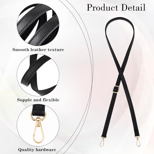 Purse Strap Replacement, PU Leather Adjustable Crossbody 85-150cm/33.5-59in - Picture 6 of 7