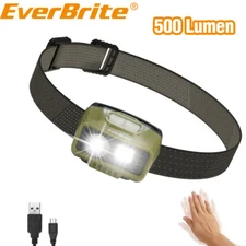 EverBrite Rechargeable Headlamp Bright Motion Sensor Head Lamp Head Lights Green