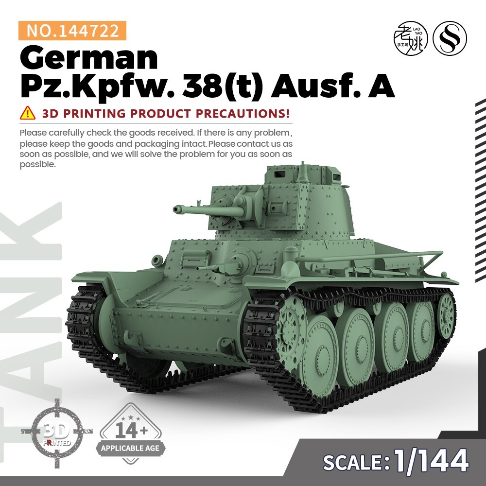 MGC P-38 militärish modell SSMODEL SS144722 1/144 Military Model Kit German Pz.Kpfw. 38(t