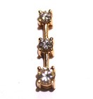 14k yellow gold .49ct I2 H diamond 3 stone pendant necklace 1.3g estate — photo 1