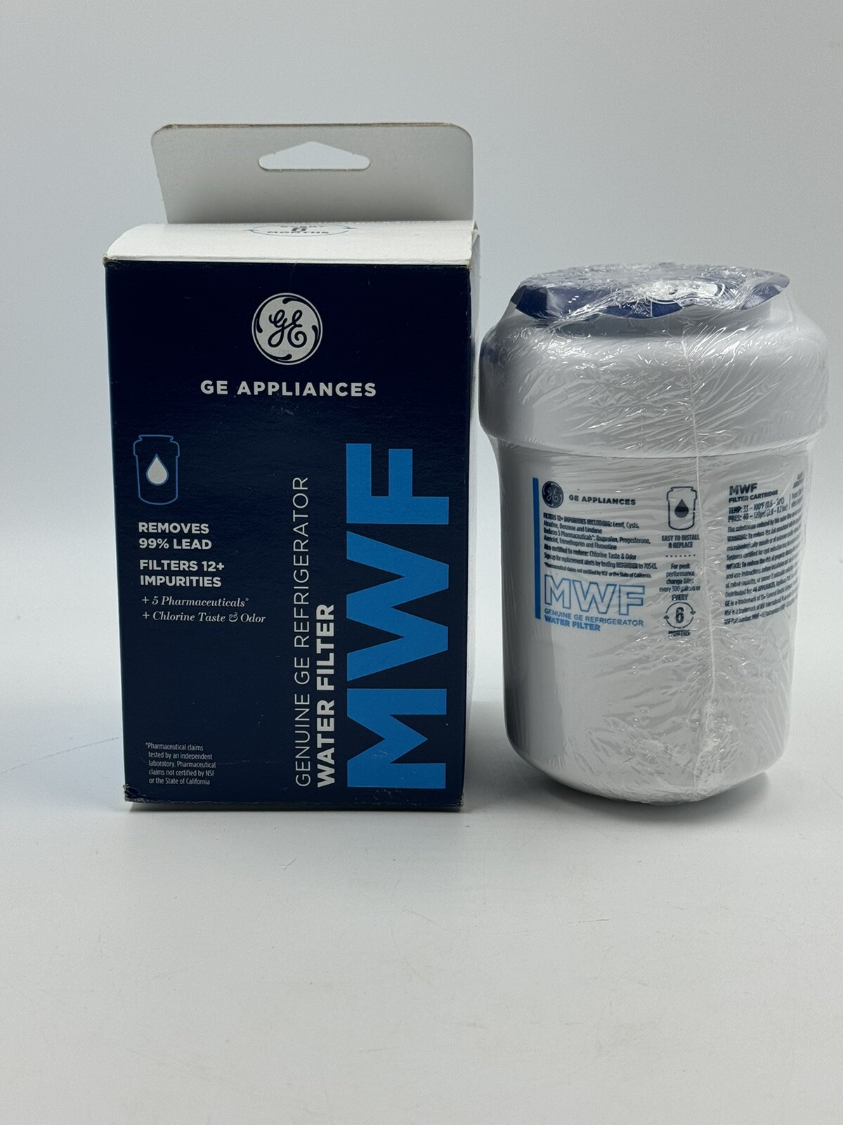 New GE Appliances MWF Genuine Refrigerator Water Filter for Cleaner, Safer Drinking Water
