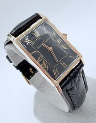 Lucien Piccard 14K Gold Tank Watch Vintage 20x26mm ETA 2514 Alligator Strap