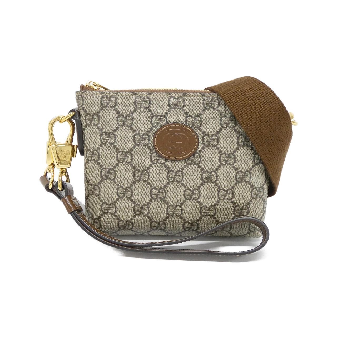 Gucci Interlocking G Gg Supreme Canvas Shoulder Bag Women Beige One Size