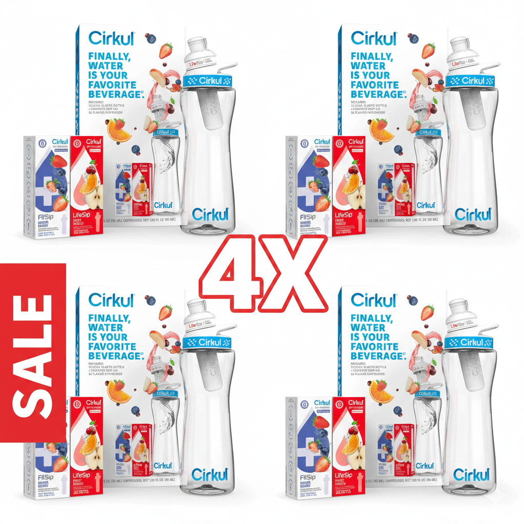 Cirkul Water Bottle Starter Bundle (4x) 22oz + 8 Flavor Cartridges - EXP 11/26