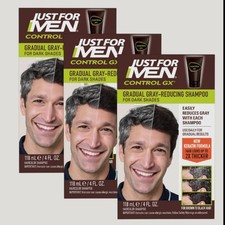 3 PACK Just For Men Control GX Grey Reducing Shampoo, Gradually Colors Hair 4 Fl