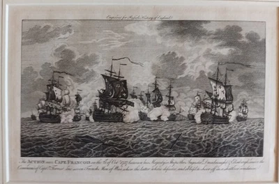 The Action near Cape Francois on the 21st of Octr 1757 - engraving - Bild 1 von 4