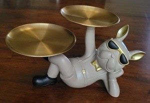 FRENCH BULLDOG DRESSER BUTLER TWO TRAYS