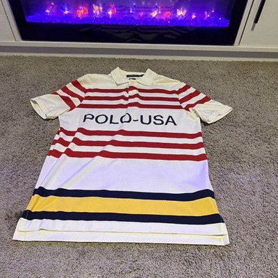Polo Ralph Lauren Classic Fit USA Striped Short Sleeve Collared Polo Shirt S
