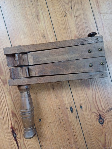 Vintage Wooden Football Rattle, Double Clacker