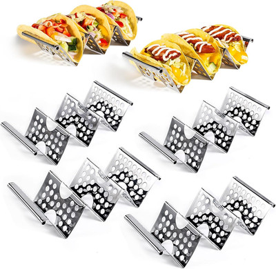 Stainless Steel Taco Holders Set of 6 - Dishwasher Safe Taco Stands