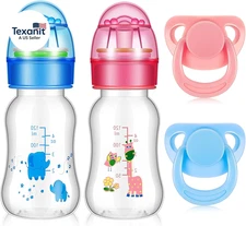 4 Pieces Reborn Doll Accessories, Includes 2 Magnetic Pacifier and 2 Doll Bottle