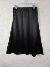 Womens Whimsigoth Dark Coquette Satin Slip Skirt M Black Event Party Ethereal