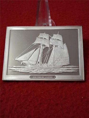 SHIPS' AHOY Baltimore Clipper 3.125 Troy Oz Sterling Silver Proof         #T0862
