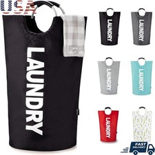 Portable Laundry Hamper 90L Foldable Oxford Fabric Odor Water Resistant Handle