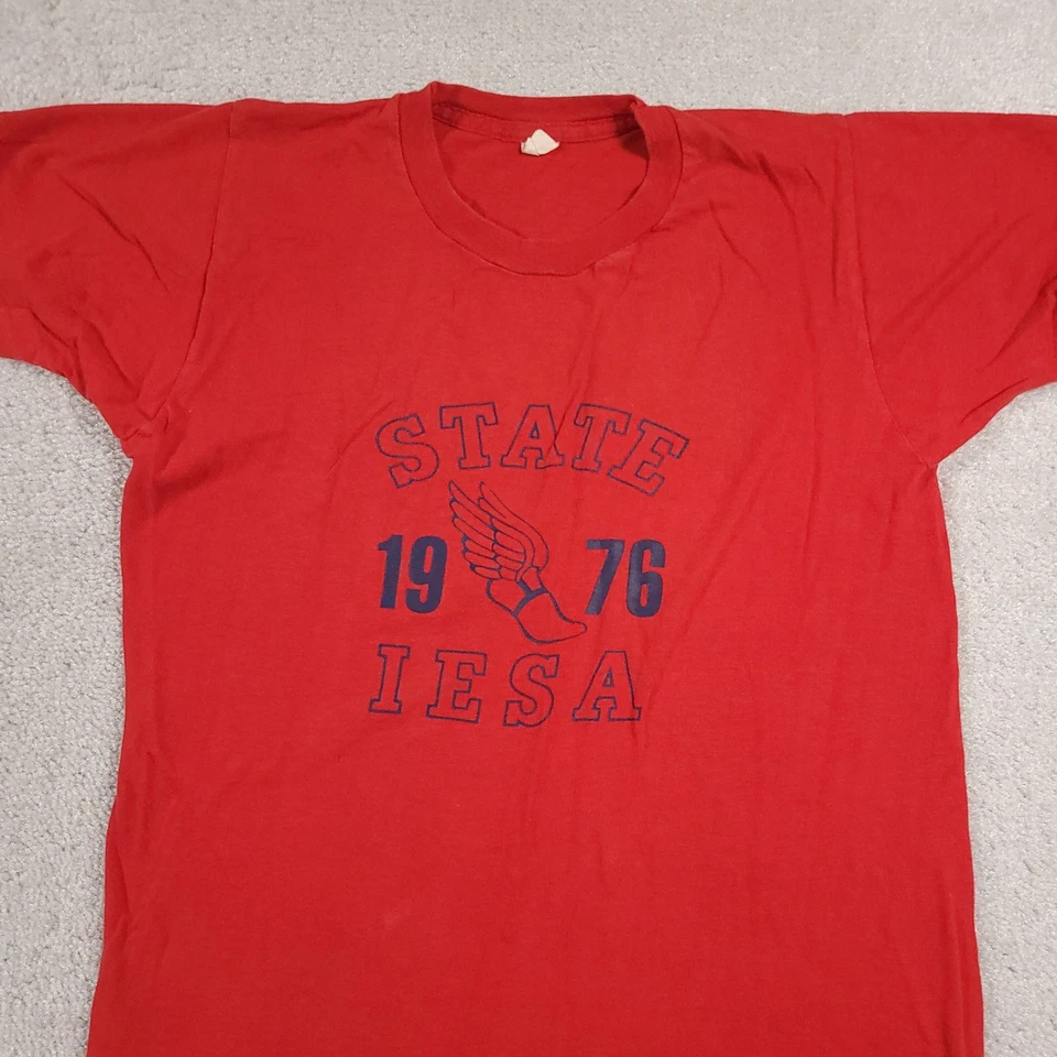Camiseta de colección IESA State para hombre mediana roja atletismo camiseta para correr 1976 años 70 Foto 3 de 4
