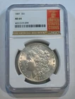 1887 NGC MS64 graded Red Book Label $1 Silver Morgan Dollar