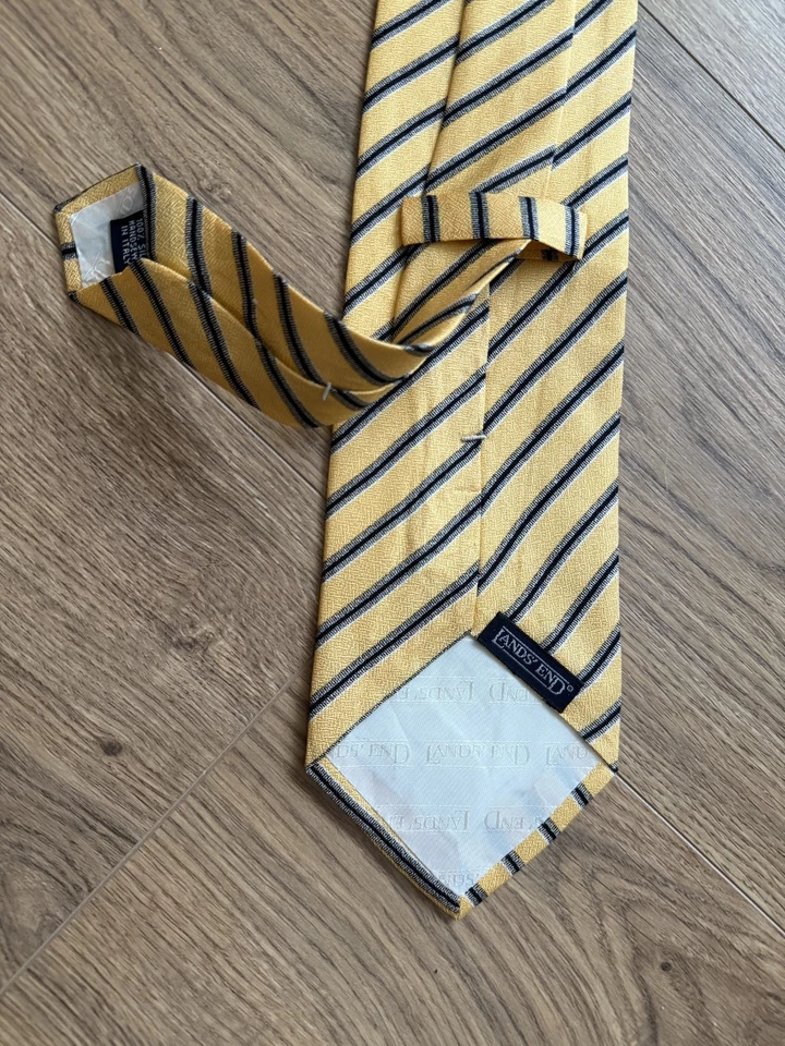 Cravatta in seta Lands’End silk Regimental regular tie Vintage Nos never used - Imagen 4 de 4