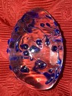 Paperweight Egg Shape Clear Cobalt Blue Art Glass 3.5 Inch - 1