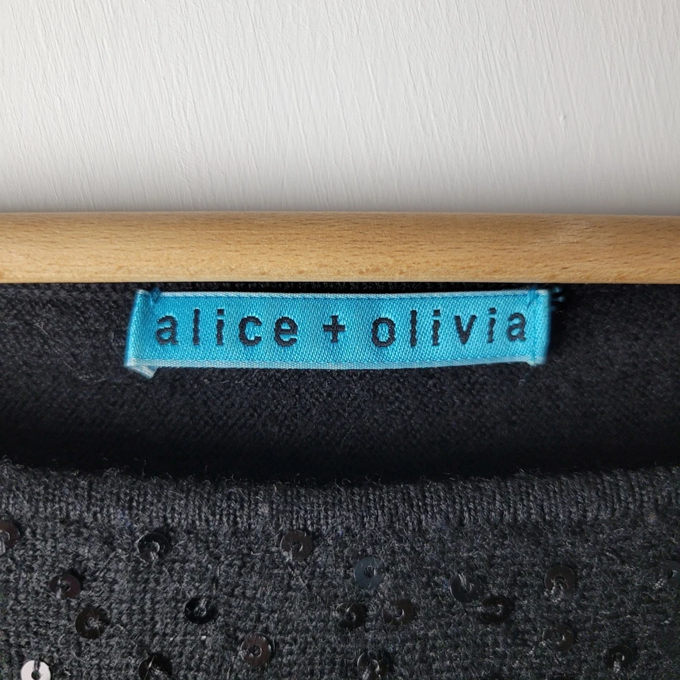 Jersey Alice and Olivia Mujer Talla S Negro Tejido 100% Lana Lentejuelas Informal Invierno Foto 3 de 4