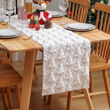 Christmas Table Runner, 13x72 Inch Xmas Trees Winter Holiday Decorative Farmh...