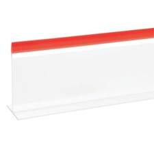 Meat Case Divider Shelf Divider Clear with Red Trim T Shape - 36"L x 3"H