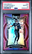 2024 PANINI SELECT PURPLE PRIZM #26 JAYDEN DANIELS ROOKIE RC 62/75 PSA 10