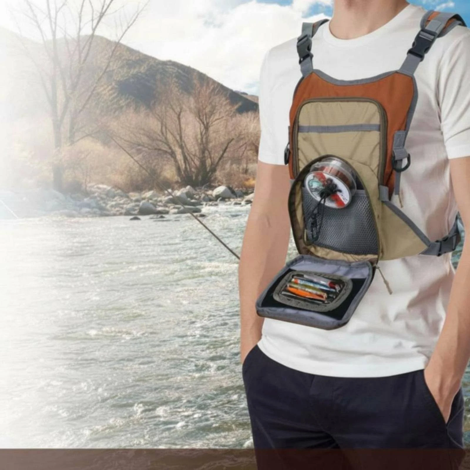 Fly Fishing Chest Bag Lightweight Fly Fishing Vest Pack Multiple Compartments