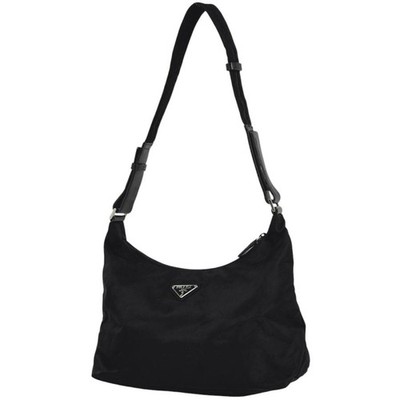 PRADA Plate Shoulder Bag One Shoulder Nylon Black #BS1453