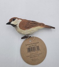 NEW 2006 New Creative Sparrow Bird Clip-On Christmas Ornament Brown Resin Birds